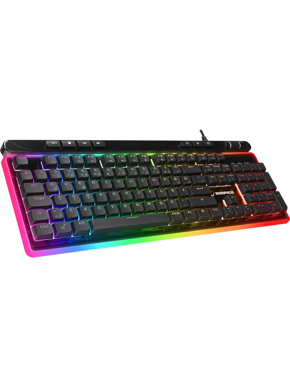 Rampage SHINE K14 Siyah USB RGB Backlight Membrane Gaming Oyuncu Klavye